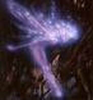 Purple Fairy rising up and ready to swoop down as if dancing in the air.
