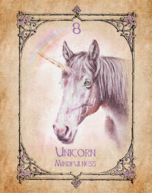 Unicorn, Animal Spirit Guide, Oracle Card, Unicorn number 8 of the Spirit set. A Unicorns character can be described as 